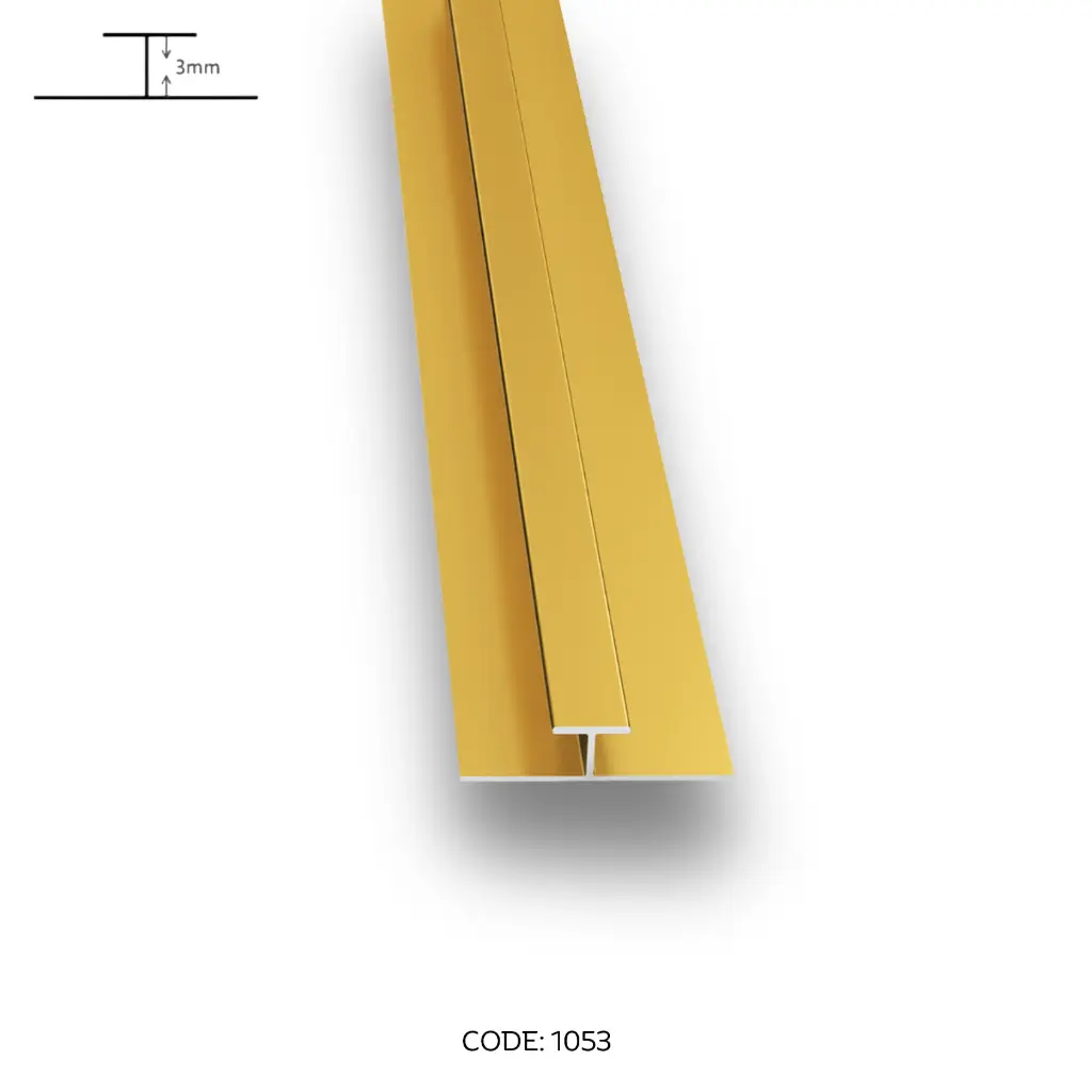 [1053] Aluminium H middle channel gold 2950mm (8.5ft) - 1053