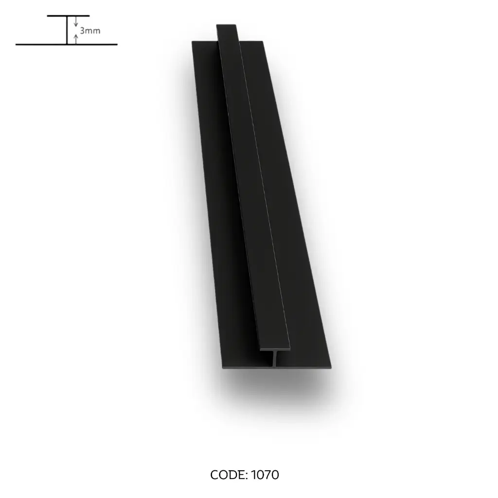 Aluminium H middle channel 2950mm (9.5ft) Black