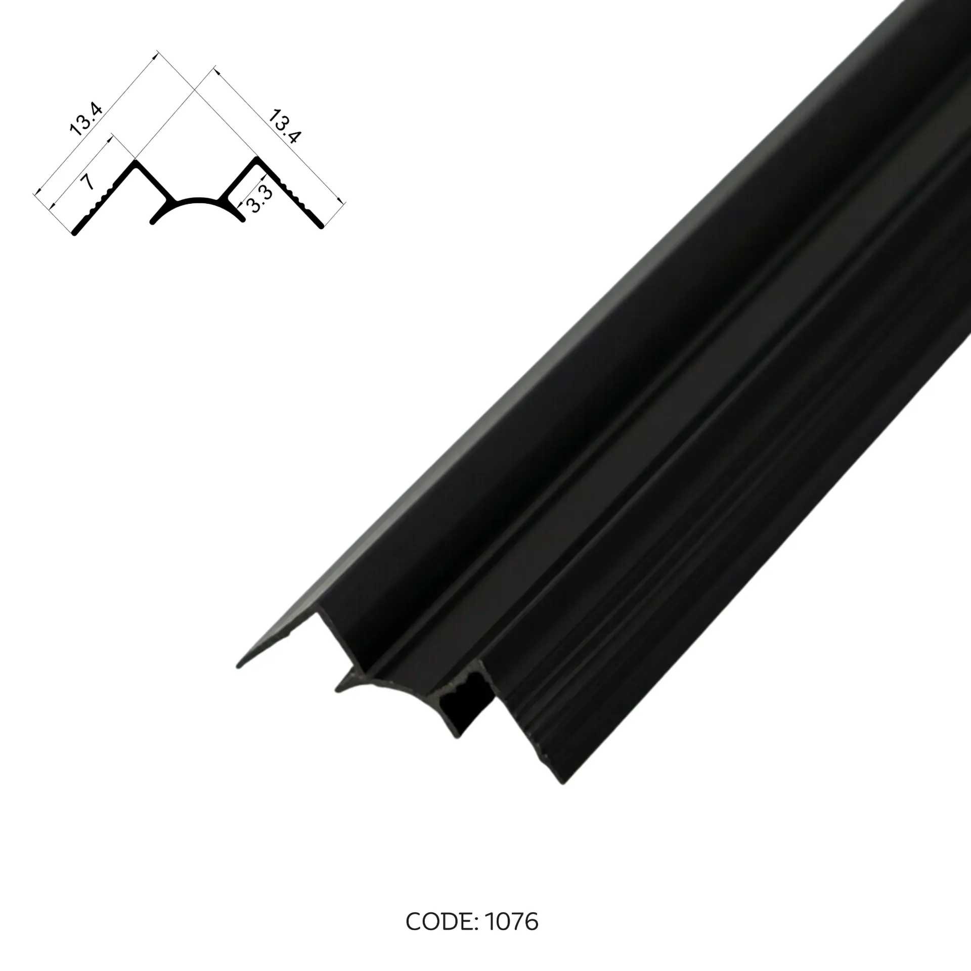 [1076] Aluminium Inner Corner channel 2950mm (9.5ft) Black