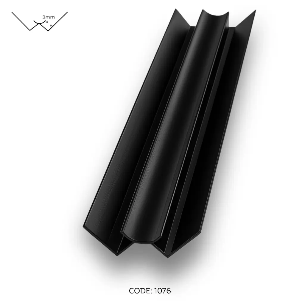[1076] Aluminium Inner Corner channel 2950mm (9.5ft) Black