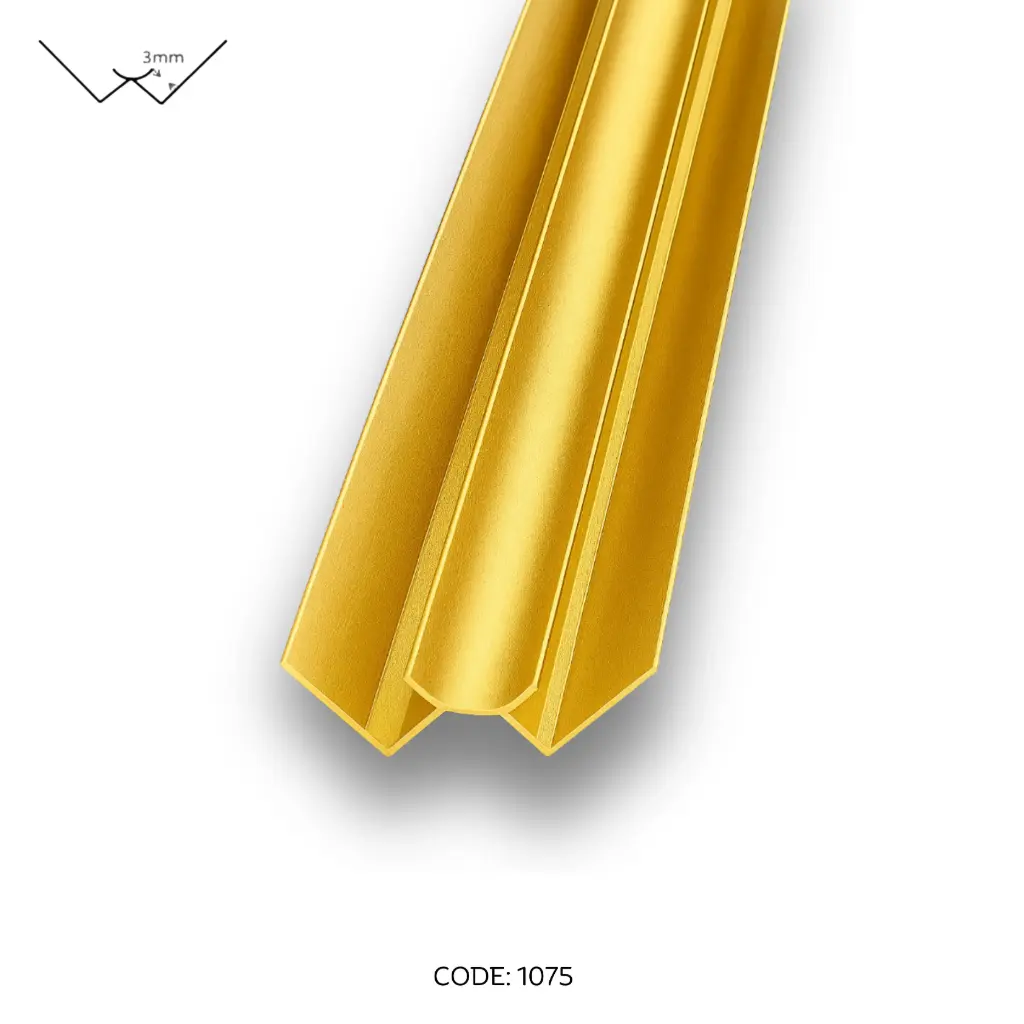 Aluminium Inner Corner channel 2950mm (9.5ft) Gold