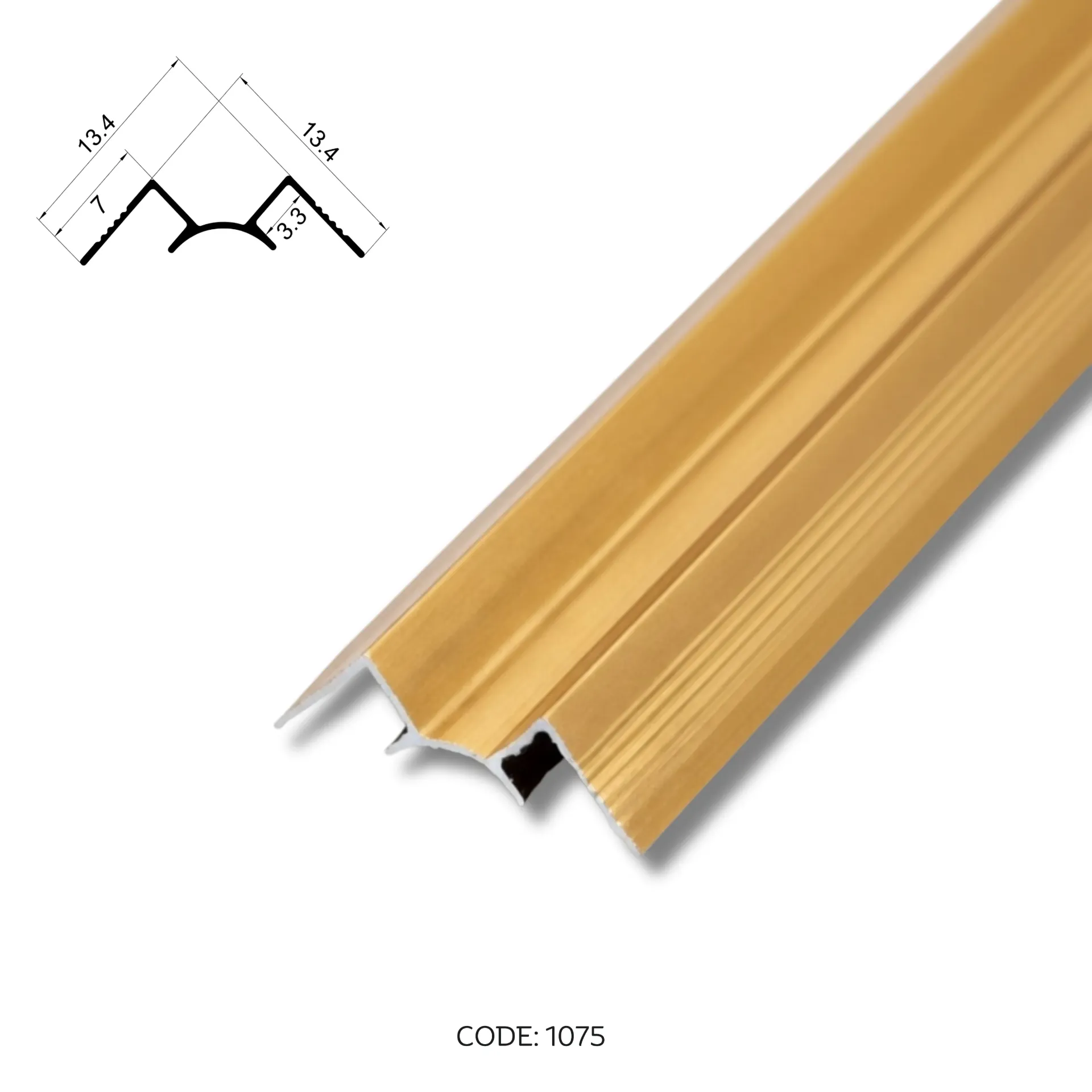 [1075] Aluminium Inner Corner channel 2950mm (9.5ft) Gold
