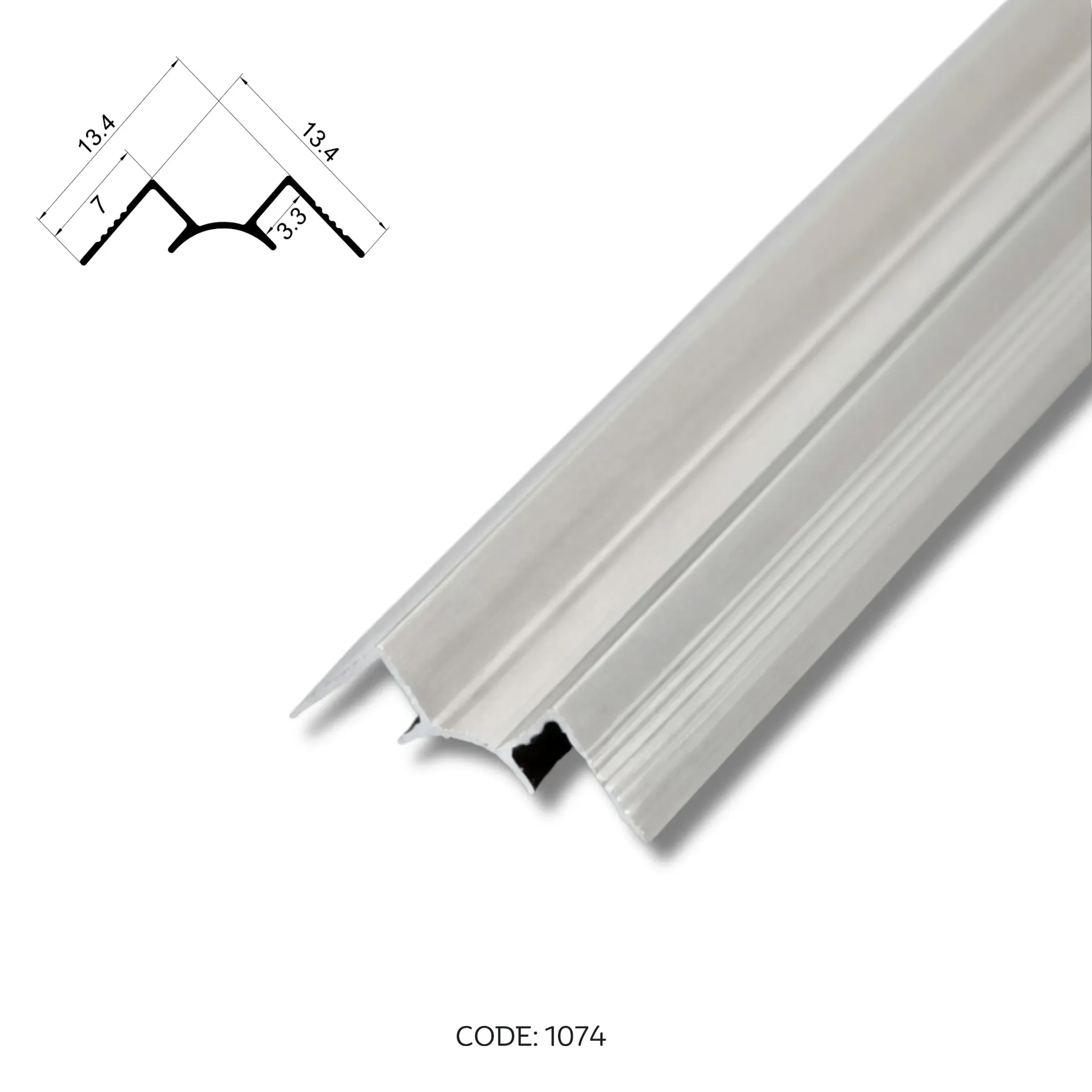 [1074] Aluminium Inner Corner channel 2950mm (9.5ft) Silver