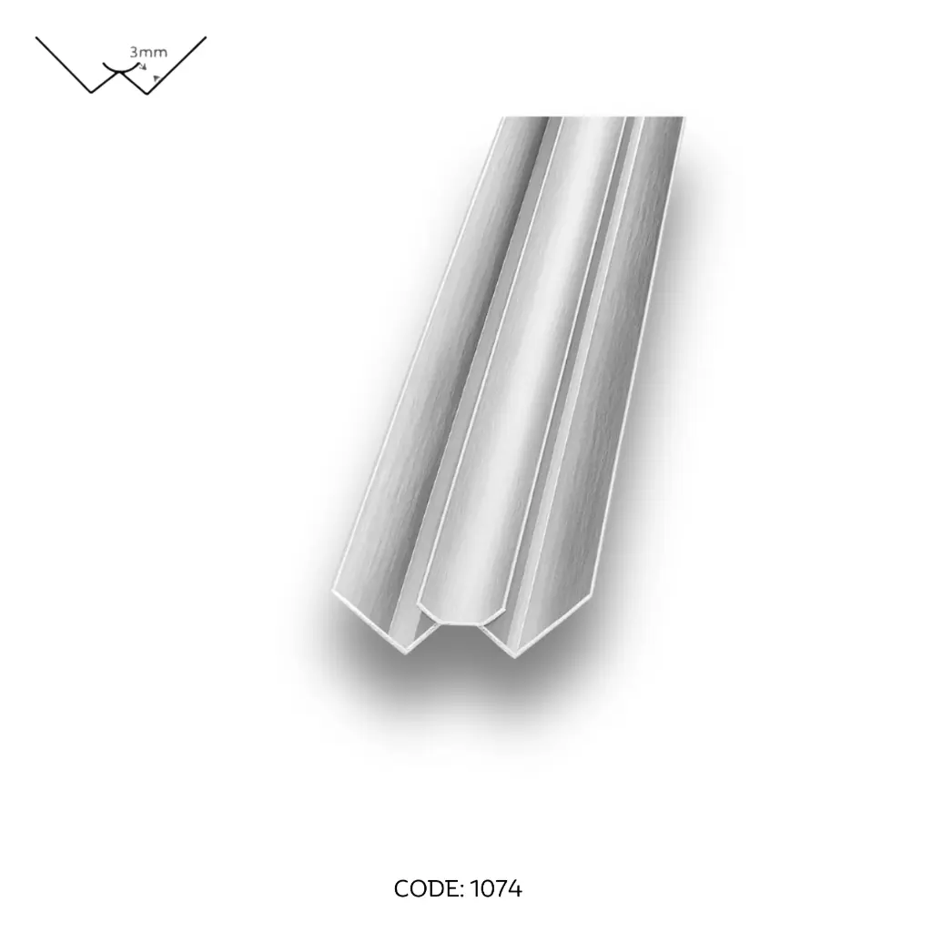 [1074] Aluminium Inner Corner channel 2950mm (9.5ft) Silver
