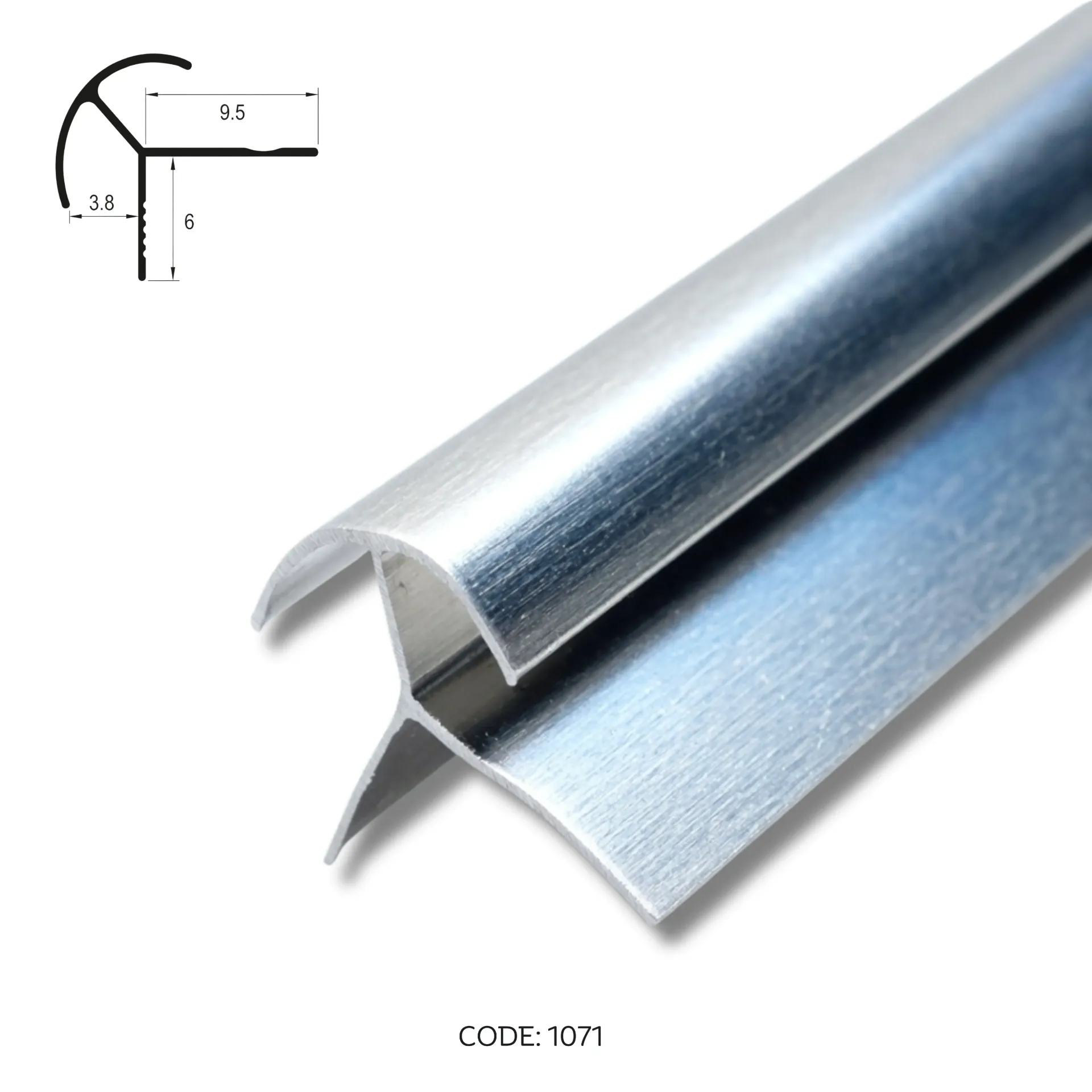[1071] Aluminium Outer Corner channel 2950mm (9.5ft)  Silver