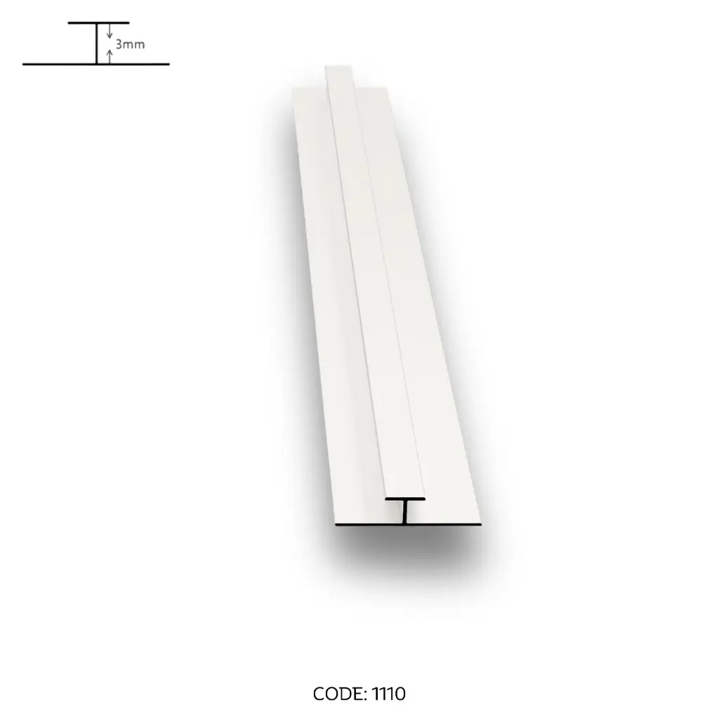 Aluminium H middle channel 3000mm (9.8ft) White