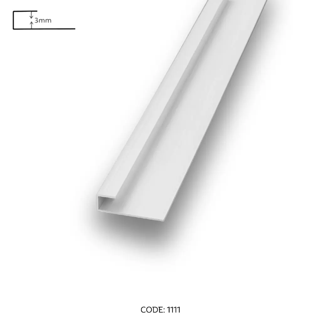 Aluminium End channel 3000mm (9.8ft) White