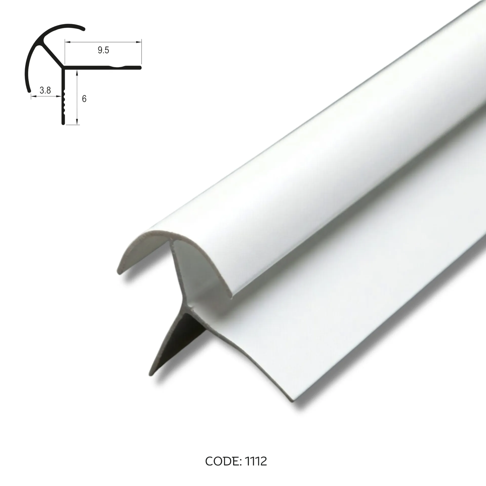 [1112] Aluminium Outer Corner channel 3000mm (9.8ft) White